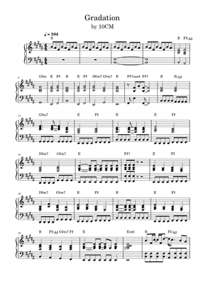 그라데이션 Gradation - 10cm Sheet Music with Chords for Piano, Vocals (Mixed ...