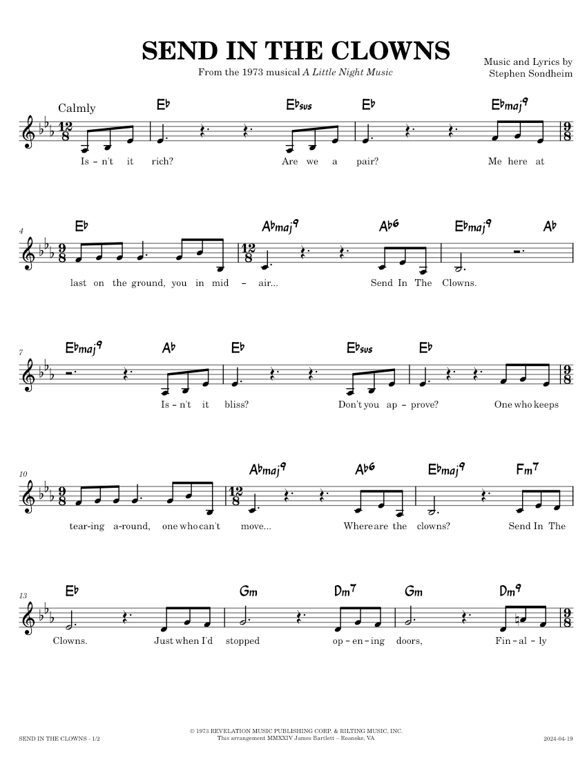 Send In The Clowns [lead sheet] Sheet music for Piano (Solo