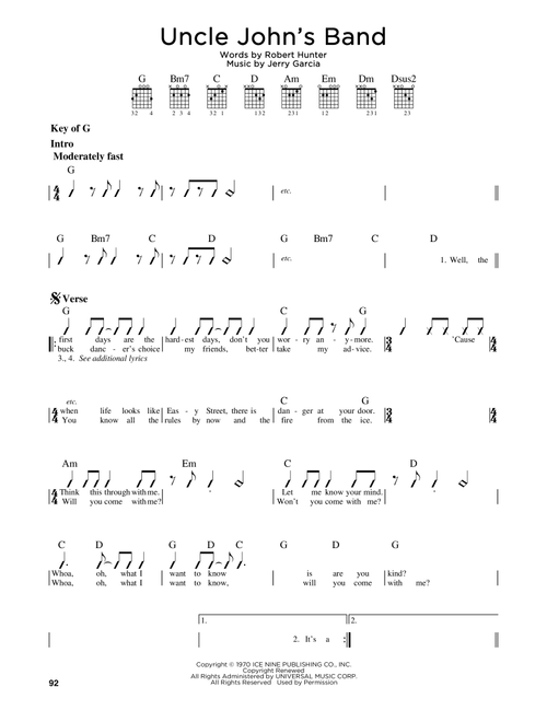Uncle John's Band - Grateful Dead (Guitar Lead Sheet)