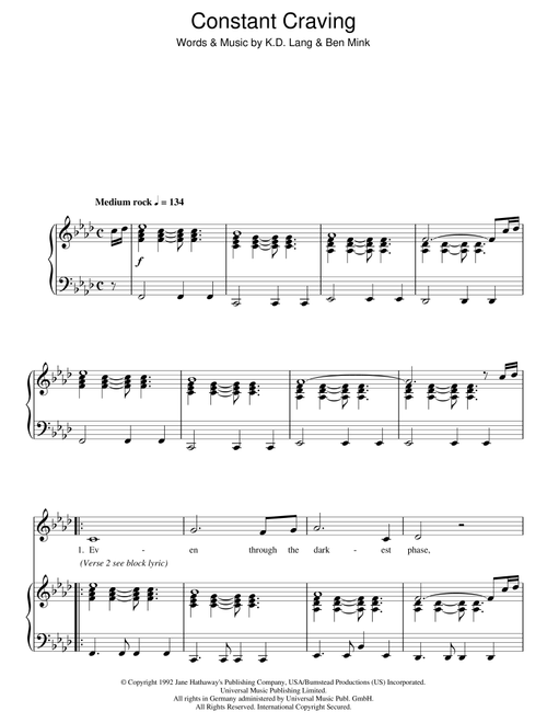 Constant Craving - kd lang (Easy Piano)