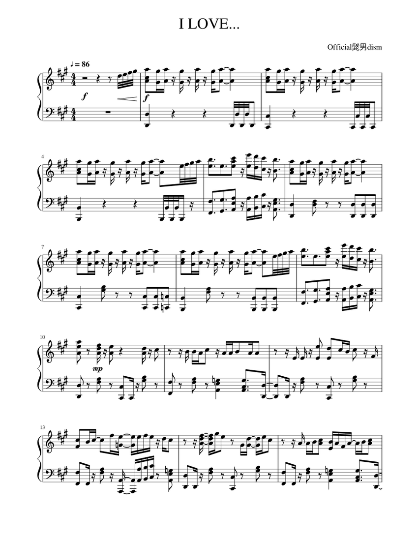 I LOVE.. Sheet Music for Piano (Solo) | MuseScore.com