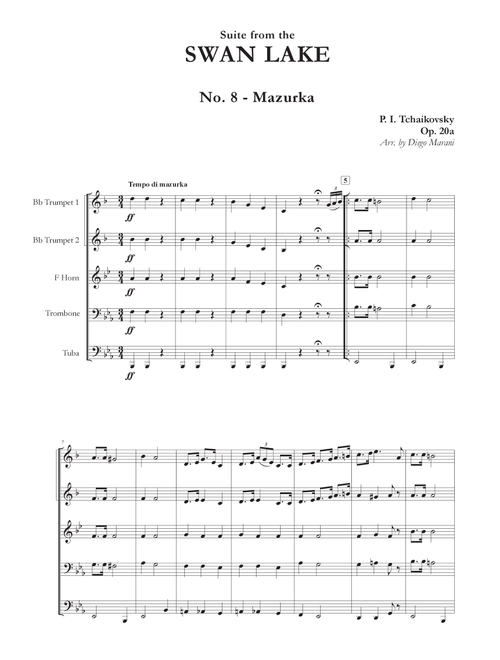 "Mazurka" from Swan Lake Suite for Brass Quintet (Arr. Diego Marani) - P. I. Tchaikovsky (Brass Ensemble)
