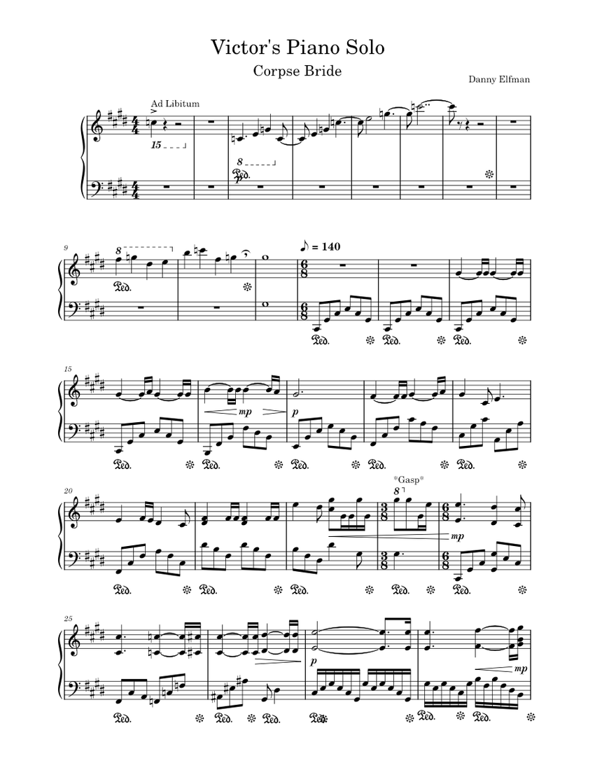 Victor's Piano Solo Danny Elfman Corpse Bride Sheet music for Piano