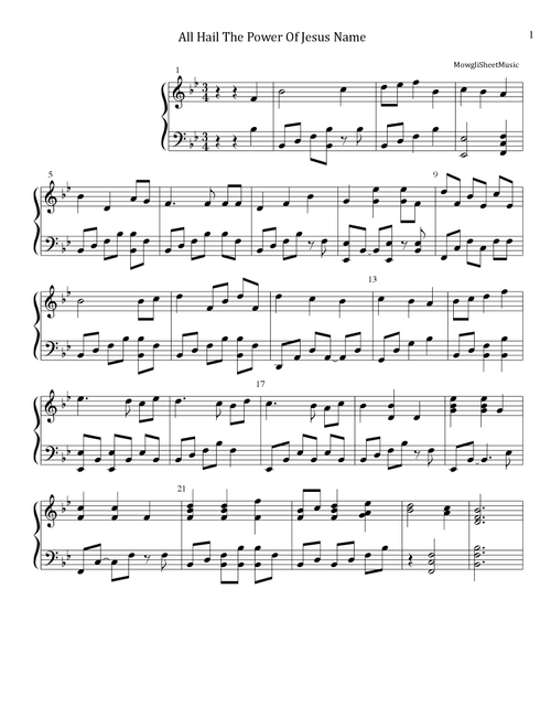 All Hail The Power Of Jesus Name (First Version) (Arr. Lea McShan) - Unknown (Piano Solo)
