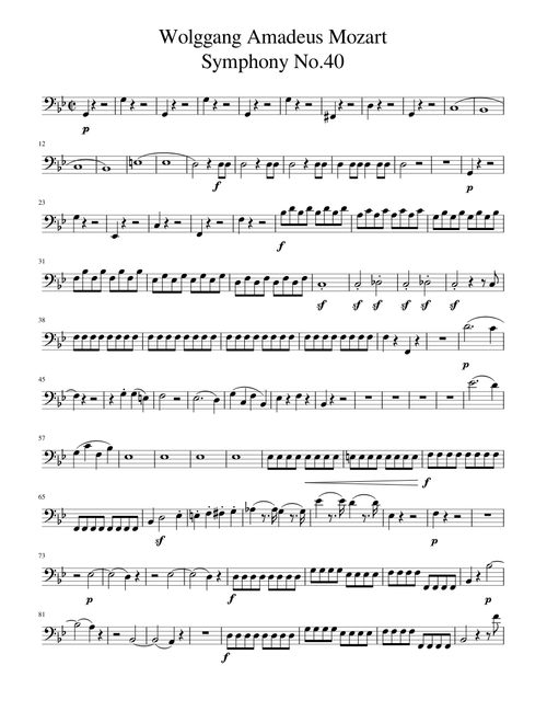 Mozart Symphony No40 cello part