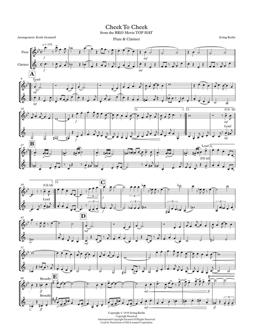 Cheek To Cheek (Arr. Keith Gemmell) - Fred Astaire (Instrumental Duet)