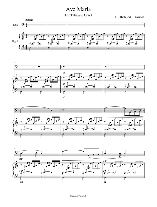 Ave Maria Bach Gounod for Tuba and Orgel