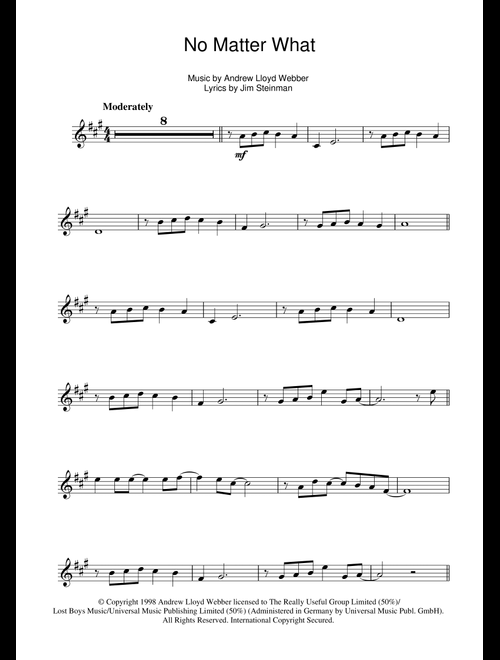 No Matter What (from Whistle Down The Wind) - Boyzone (Alto Sax Solo)