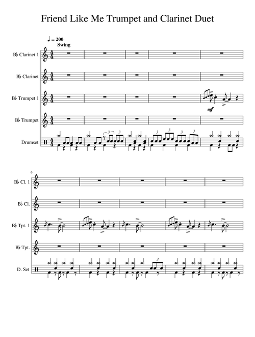 Friend Like Me Trumpet and Clarinet Duet