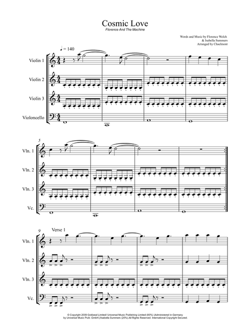 Cosmic Love (Arr. chaelmont) - Florence And The Machine (String Quartet)