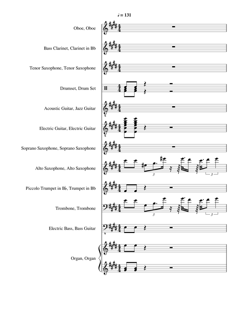 Scramble Rumble Scramble (School Rumble OP 1) Sheet Music for Trombone, Organ, Trumpet ...