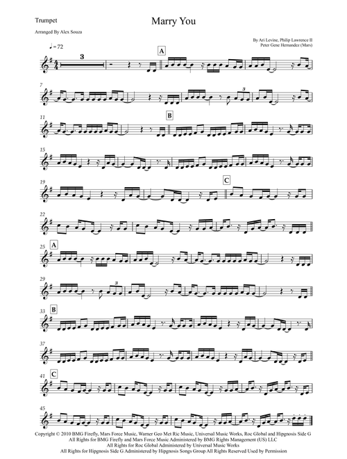 Marry You (Arr. Alex Souza) - Bruno Mars (Trumpet Solo)