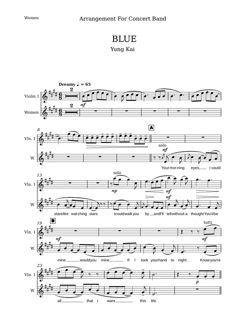 Blue - Yung Kai Score Band-Violin 1