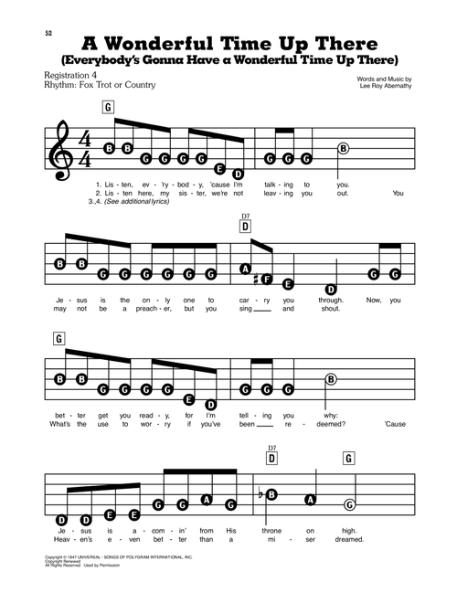 A Wonderful Time Up There (Everybody's Gonna Have A Wonderful Time Up There) - Pat Boone (E-Z Play Today)