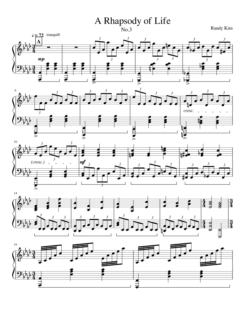 A Rhapsody of Life piano tutorial