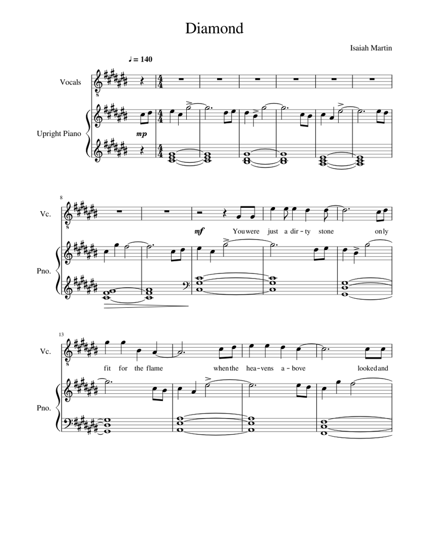 Diamond [Original Song] Sheet Music for Piano, Oboe (Solo) | MuseScore.com