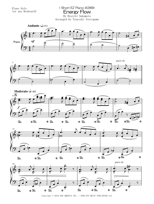 Energy Flow (Arr. Tsuyoshi Yoroiguma) - Ryuichi Sakamoto (Easy Piano)