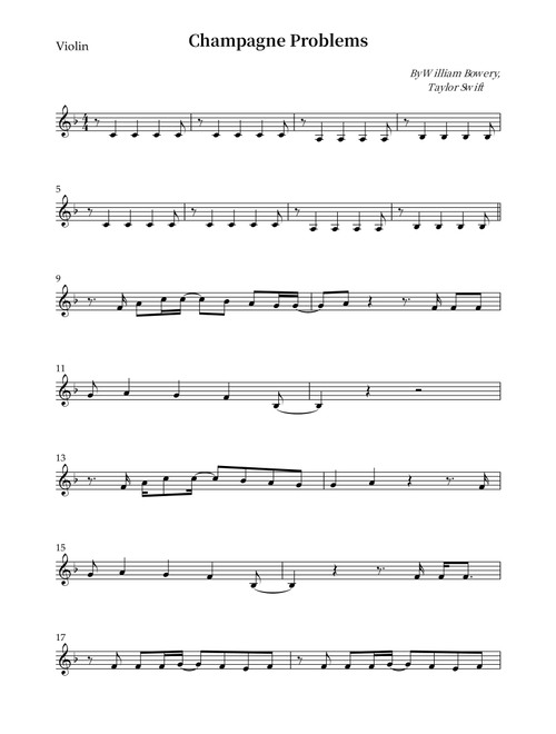 Champagne Problems (Arr. Wesley S. SIlva) - Taylor Swift (Violin Solo)