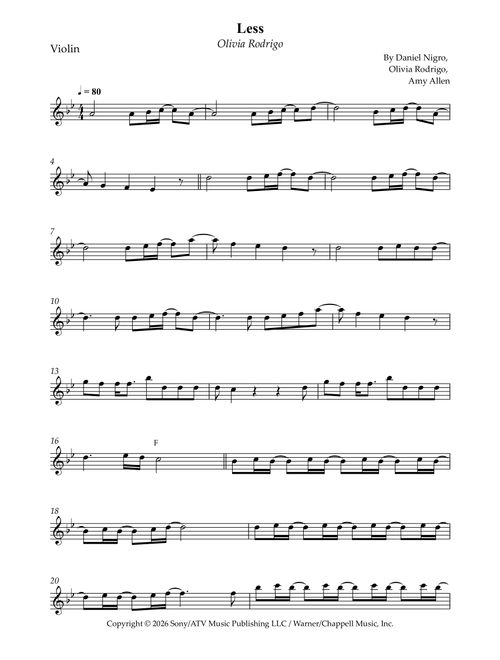 Less (Arr. Wesley S. SIlva) - Olivia Rodrigo (Violin Solo)