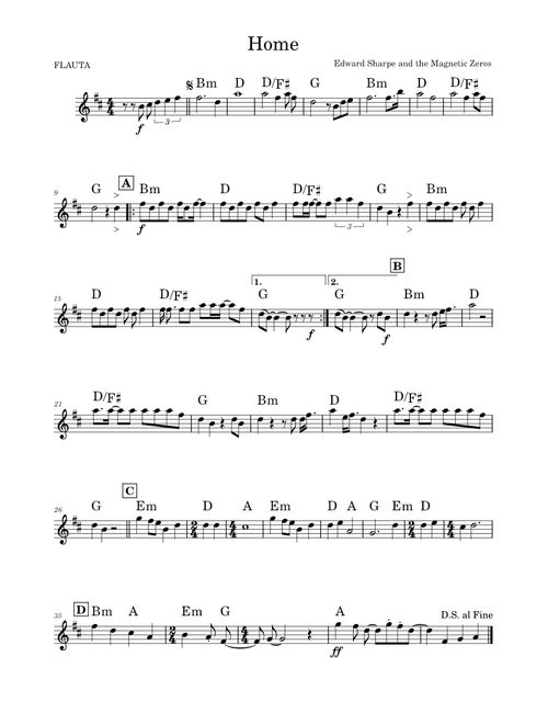 Home – Edward Sharpe and the Magnetic Zeros Home - Chords and Melody