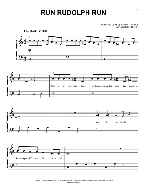 Run Rudolph Run - Chuck Berry (Very Easy Piano)
