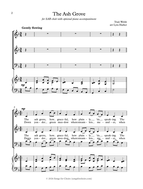 The Ash Grove (Arr. Lyra Harker) - Traditional Welsh (Choral, SAB)