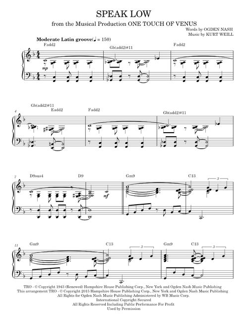 Speak low - Kurt Weill (Piano Solo)