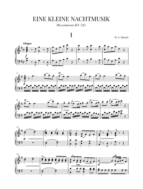 Eine Kleine Nachtmusik for Piano Solo (Arr. Cadenza Editions) - Wolfgang Amadeus Mozart (Piano Vocal)