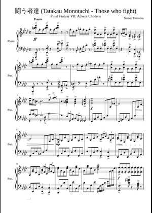 闘う者達 (Tatakau Monotachi - Those who fight) Sheet Music for