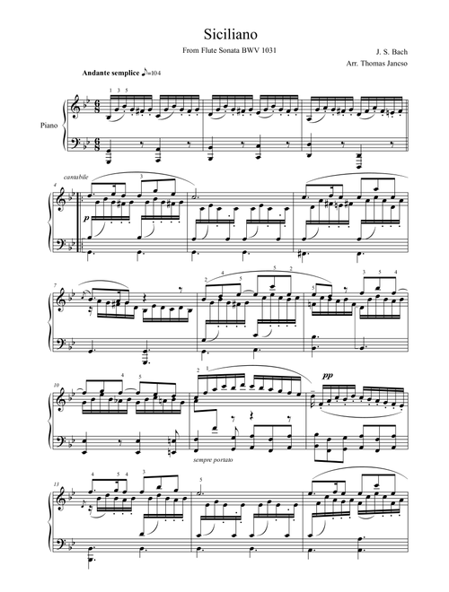 Siciliano (Arr. Thomas Jancso) - J. S. Bach (Piano Solo)