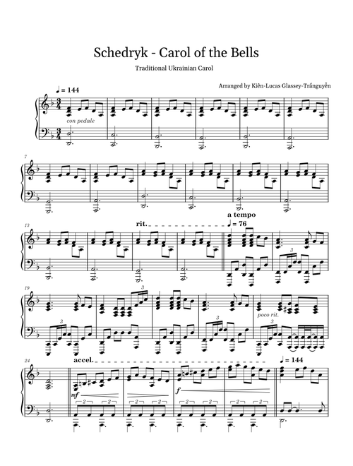 Carol of the Bells – Piano Solo