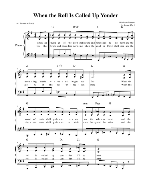 When the Roll Is Called Up Yonder (with a touch of boogie) (Arr. Leonora Hardy) - James Black (Piano Vocal)