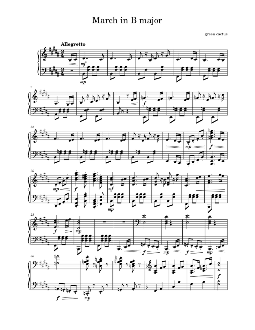 March in B major Sheet Music for Piano (Solo) | MuseScore.com