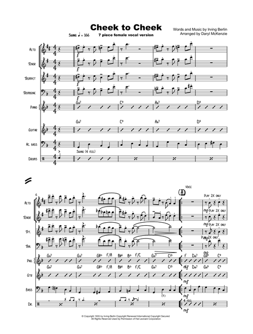Cheek To Cheek (Arr. Daryl McKenzie) - Fred Astaire (Large Ensemble)