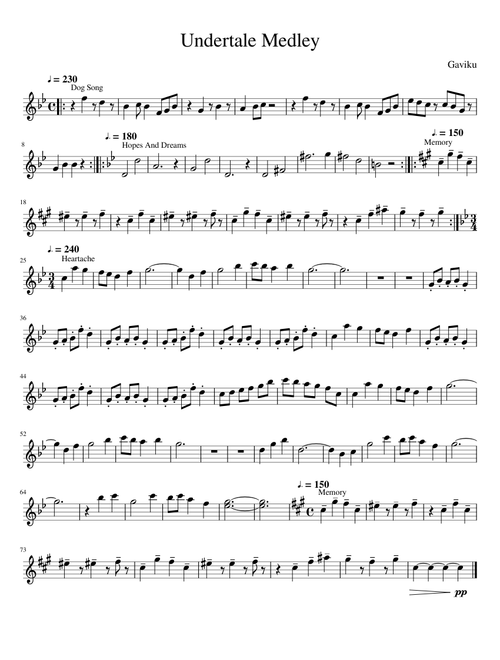 Undertale Medley for Alto Sax