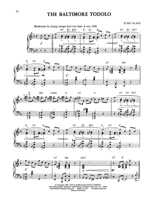 The Baltimore Todolo - Eubie Blake (Piano Solo)