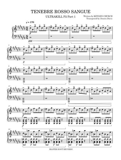 Tenebre Rosso Sangue – MASTER BOOT RECORD – ULTRAKILL soundtrack; (Piano Solo)