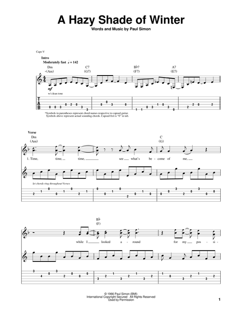 A Hazy Shade Of Winter - Simon & Garfunkel, Paul Simon (Guitar Tab Play-Along)