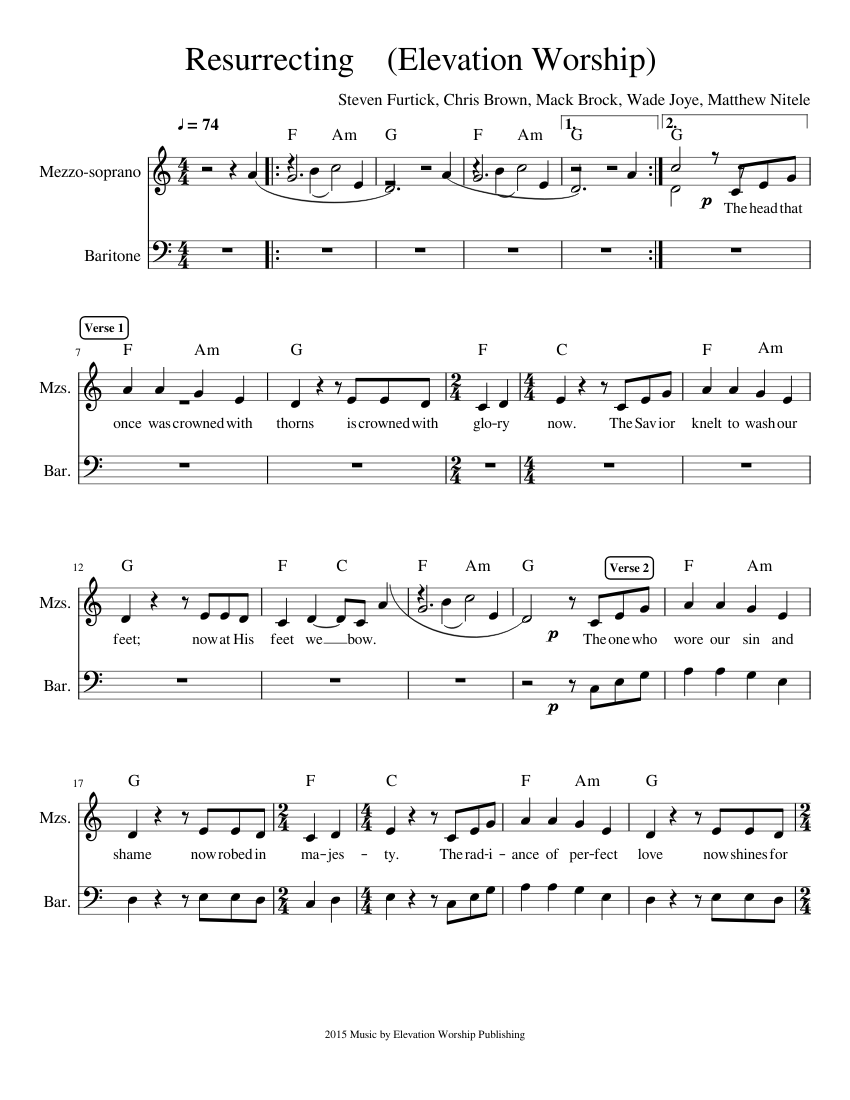 Resurrecting (Elevation Worship) Sheet music for Baritone, Mezzo ...