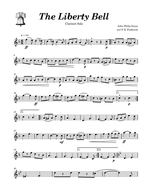 The Liberty Bell (Arr. P. R. Frederick) - John Philip Sousa (Clarinet Solo)