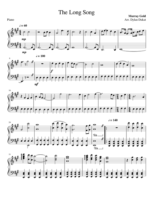 The Long Song for Piano