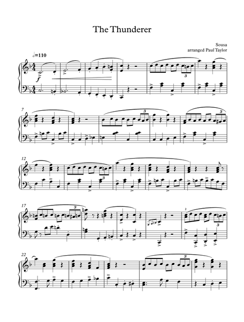 The Thunderer (Arr. Paul Taylor) - Sousa (Piano Solo)
