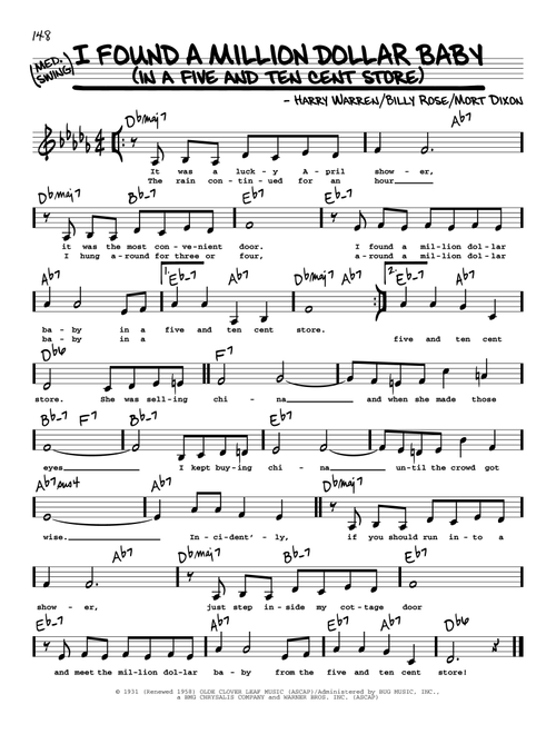 I Found A Million Dollar Baby (In A Five And Ten Cent Store) (Low Voice) - Billy Rose (Real Book - Melody-Chords-Lyrics)