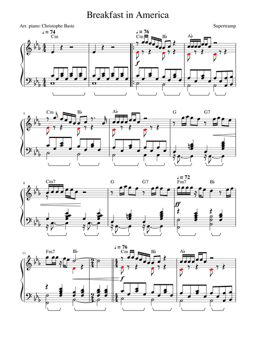 Supertramp - Breakfast in america (instrumental - piano)