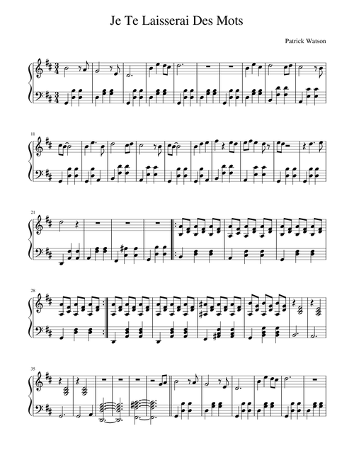 Je Te Laisserai Des Mots - Patrick Watson sheet music arranged by jogisd for Solo
