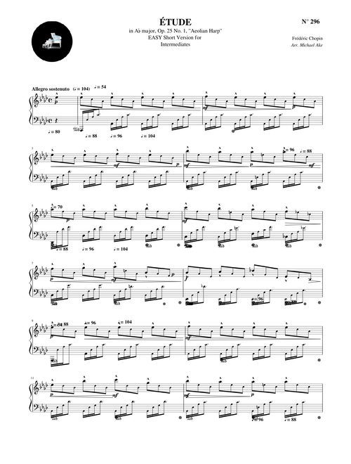 Etude Op. 25 N° 1 (Aeolian Harp) – Frédéric Chopin (EASY version for Intermediates Levels)