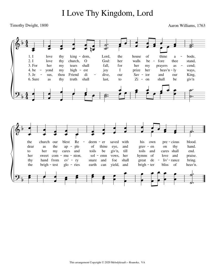 I Love Thy Kingdom, Lord Sheet Music for Piano (Solo) easy | MuseScore.com