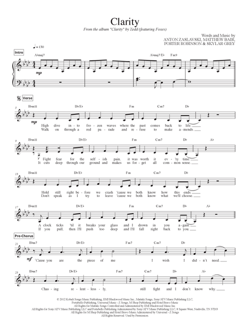 Clarity (Arr. Travis J. Gandy) - Zedd (Lead Sheet - Fake Book)