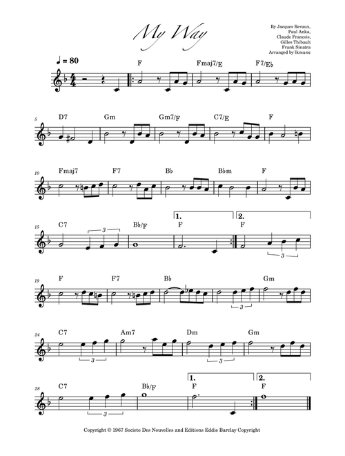 My Way (Arr. Lkmusic) - Elvis Presley (Clarinet Solo)