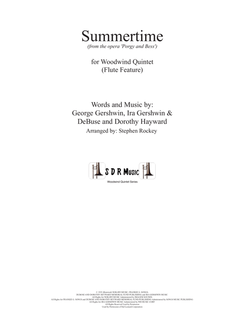 Summertime (Arr. Arranged by Stephen Rockey) - George Gershwin, Ira Gershwin, DuBose Heyward (Small Ensemble)